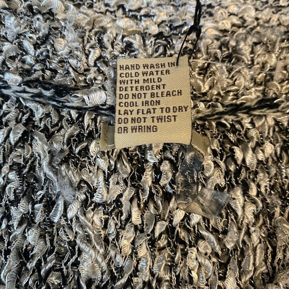 ANTHROPOLOGIE Escio Tunic Marbled Gray Black Top Lace Sleeves Size Large New - Picture 6 of 8